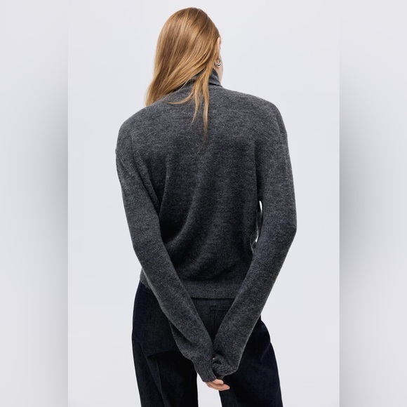 H&M Turtleneck Sweater Soft-Knit Loose-Fit Dark Gray Melange Size S - Picture 4 of 10